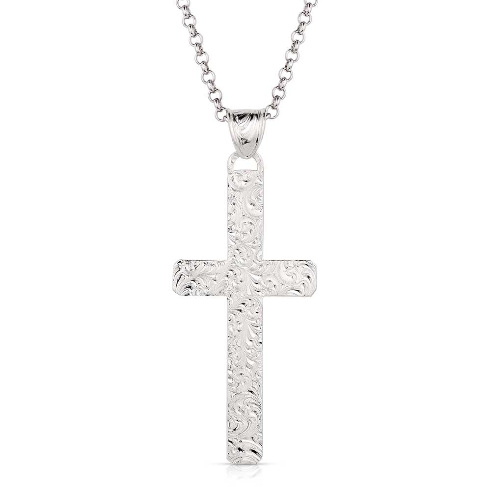 Montana Silversmiths Jewelry 32 Inch Montana Silversmiths Brilliant Belief Silver Cross Men's Necklace
