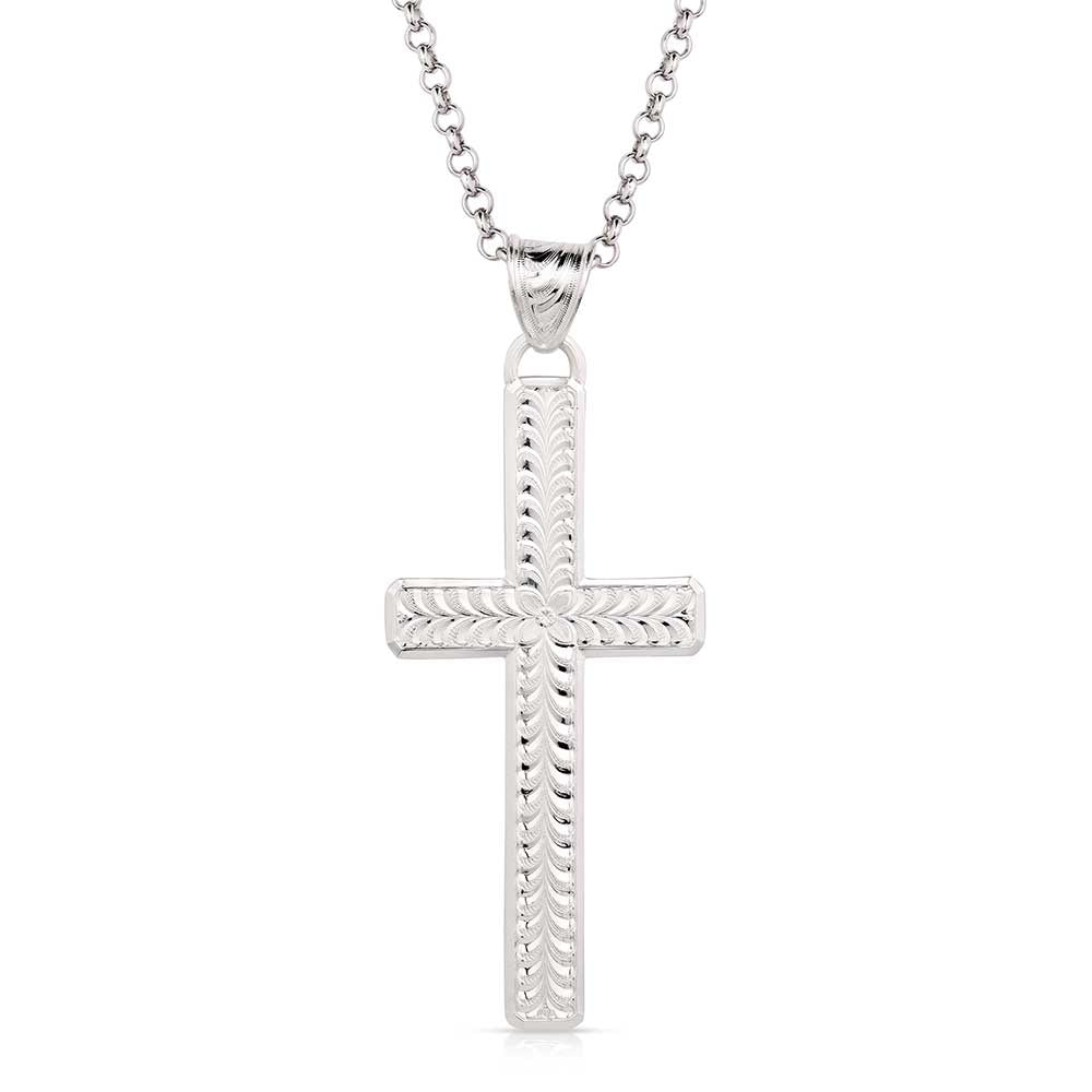 Montana Silversmiths Jewelry 32 Inch Montana Silversmiths Brilliant Belief Silver Cross Men's Necklace