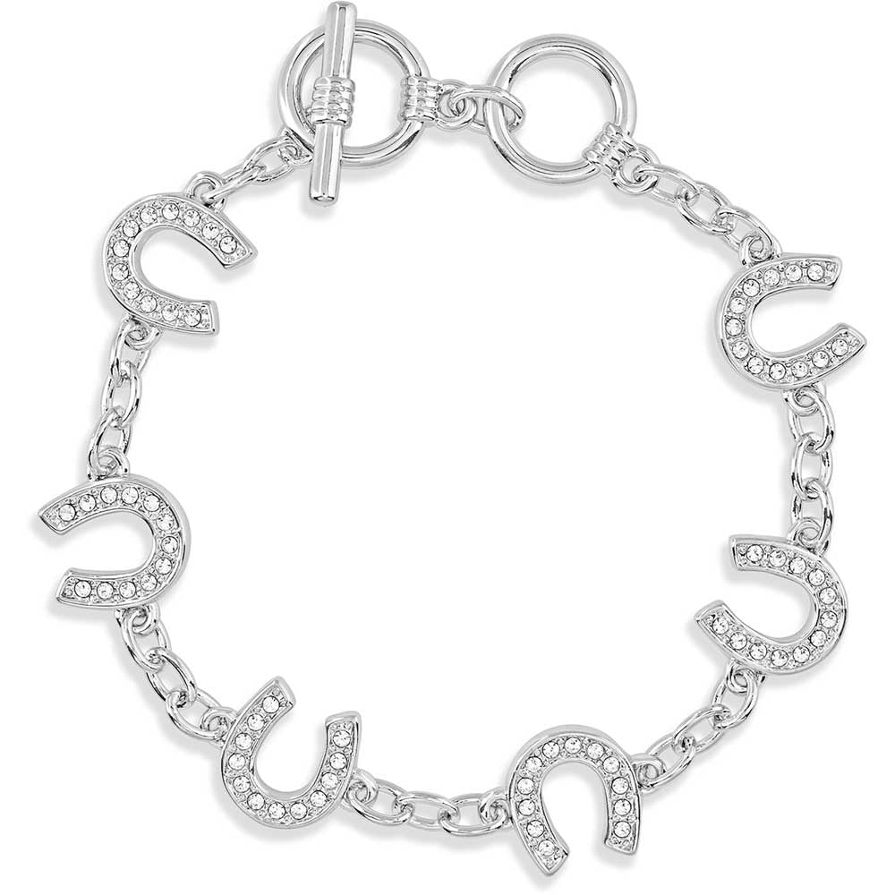 Montana Silversmiths Jewelry Silver Montana Silversmiths Crystal Clear Lucky Horseshoe Link Bracelet