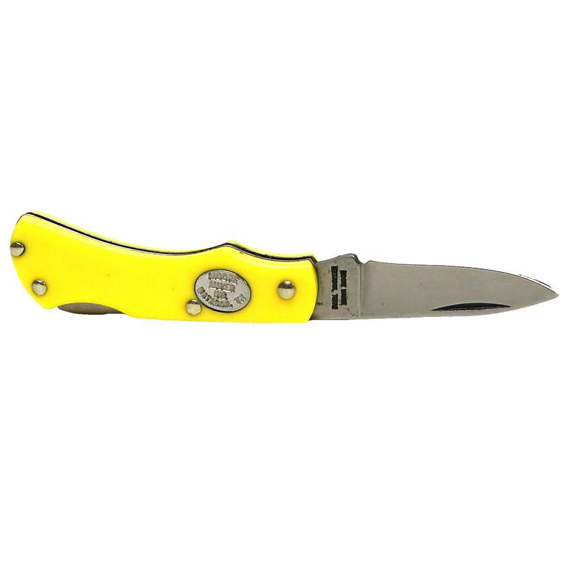 Moore Maker YELLOW Single Blade Lockback Trapper 2 1/4"
