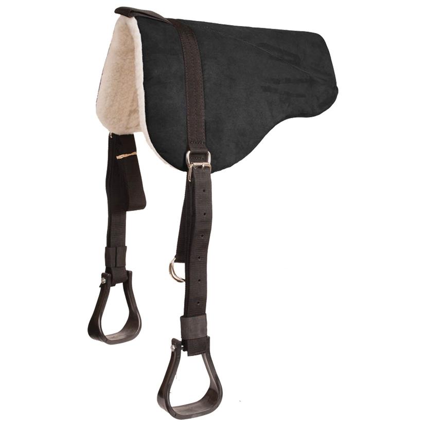 Mustang Saddles Black / 30"X24" Black Faux Suede Eco Bareback Pad with Stirrups by Mustang