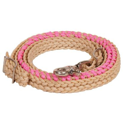 Mustang Tack 8' / Hot Pink Laced Wax Contest Roping Rein