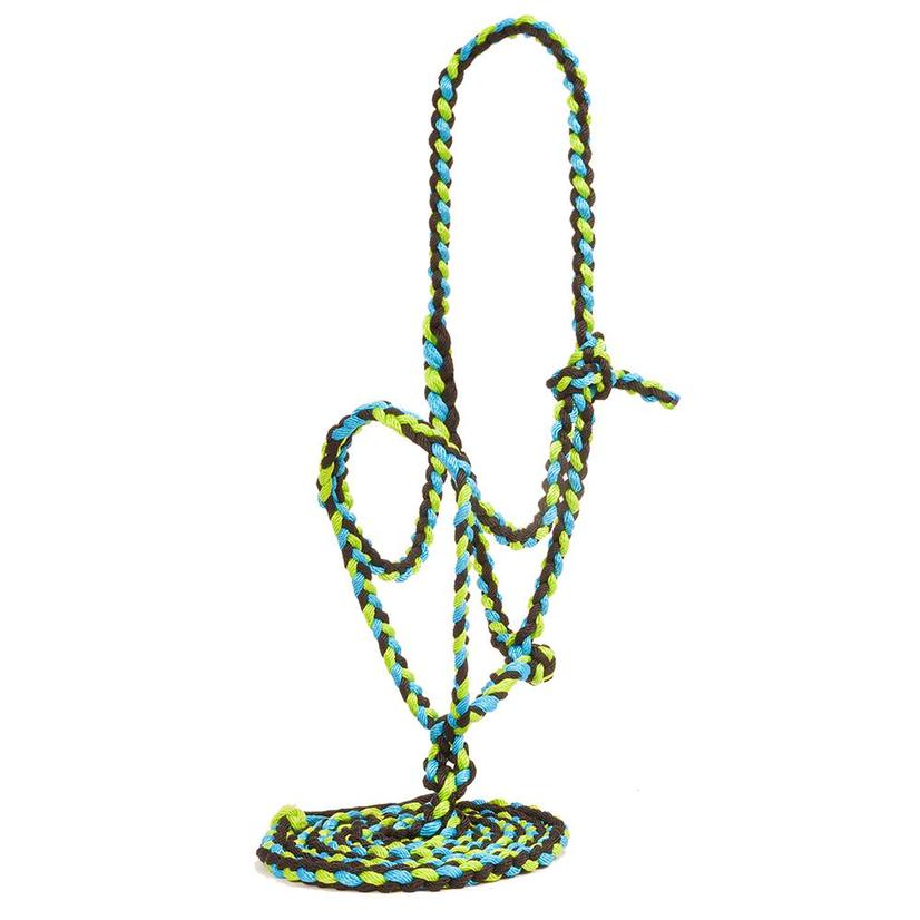 Mustang Tack Black/Lime/Turquoise Mustang Flat Plaited Noseband Halter