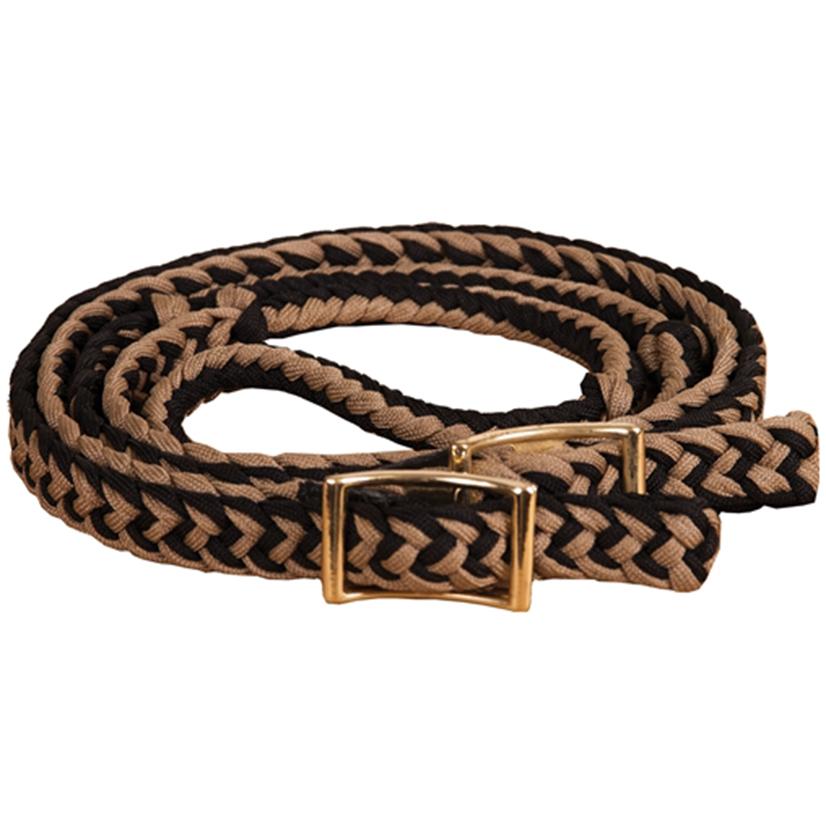 Mustang Tack Black/Tan / 8' Mustang Braided Barrel Racing Rein