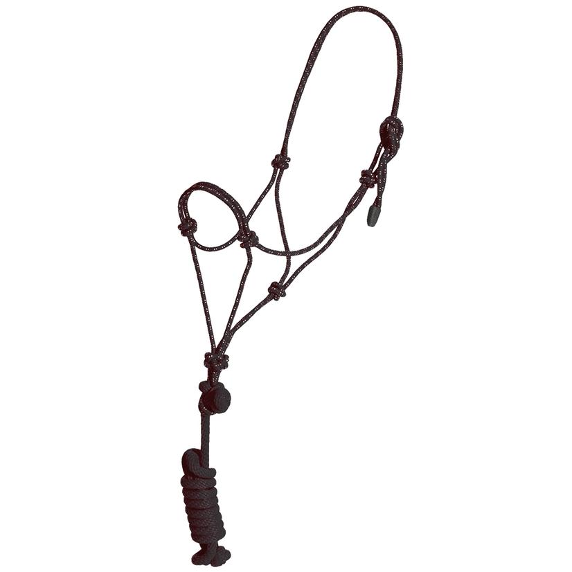 Mustang Tack Black/White Mustang Yearling Rope Halter
