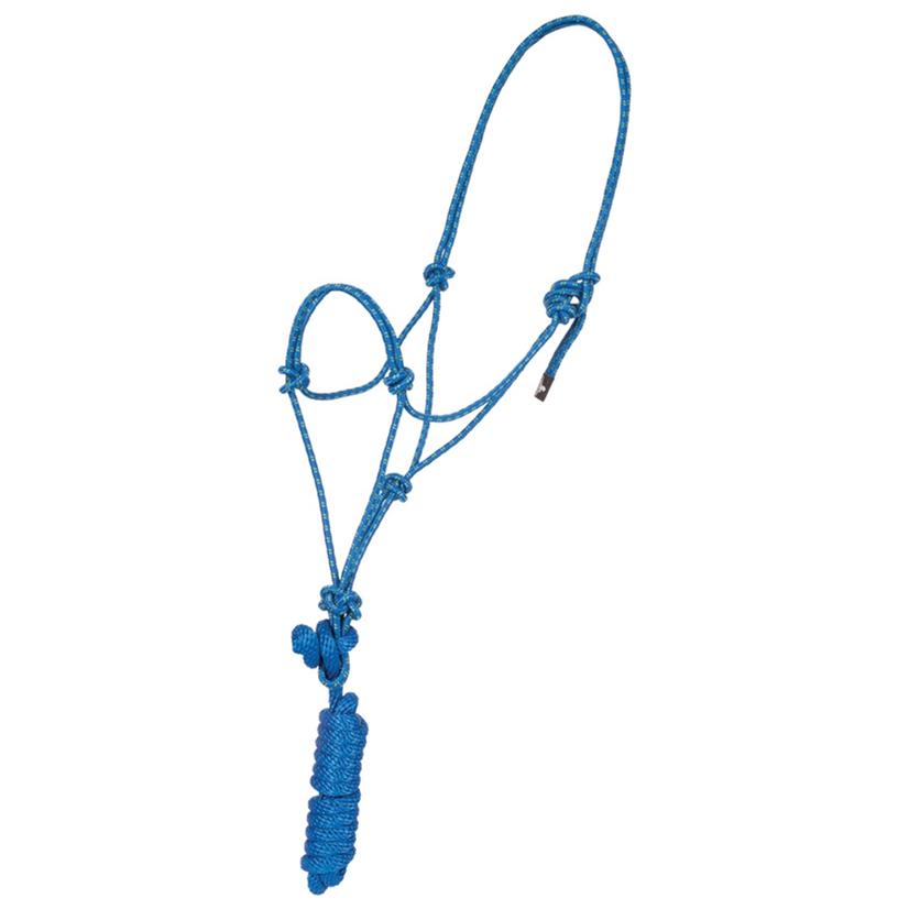 Mustang Tack Blue/Lime Mustang Economy Mountain Rope Halter with Lead