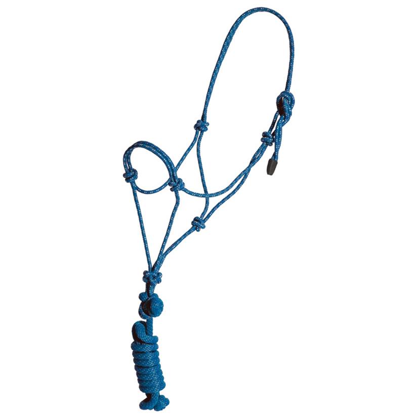 Mustang Tack Blue/White Mustang Economy Mountain Rope Halter with Lead
