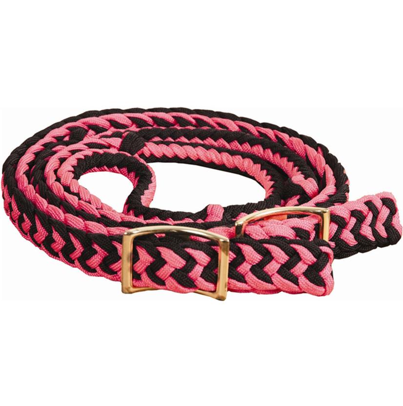 Mustang Tack Hot Pink/Black / 8' Mustang Braided Barrel Racing Rein