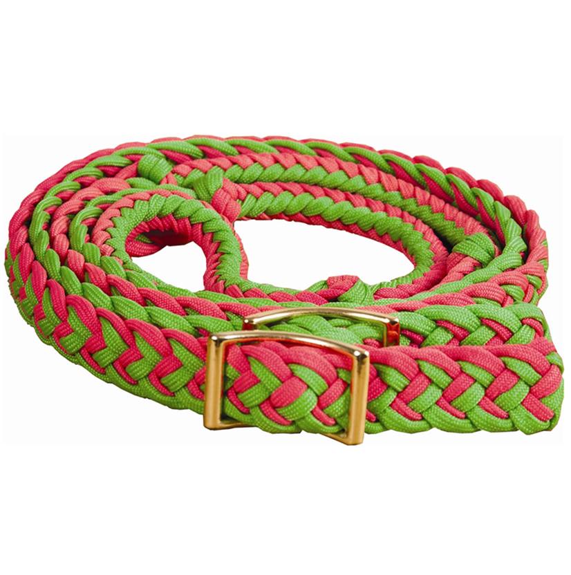 Mustang Tack Hot Pink/Lime Green / 8' Mustang Braided Barrel Racing Rein