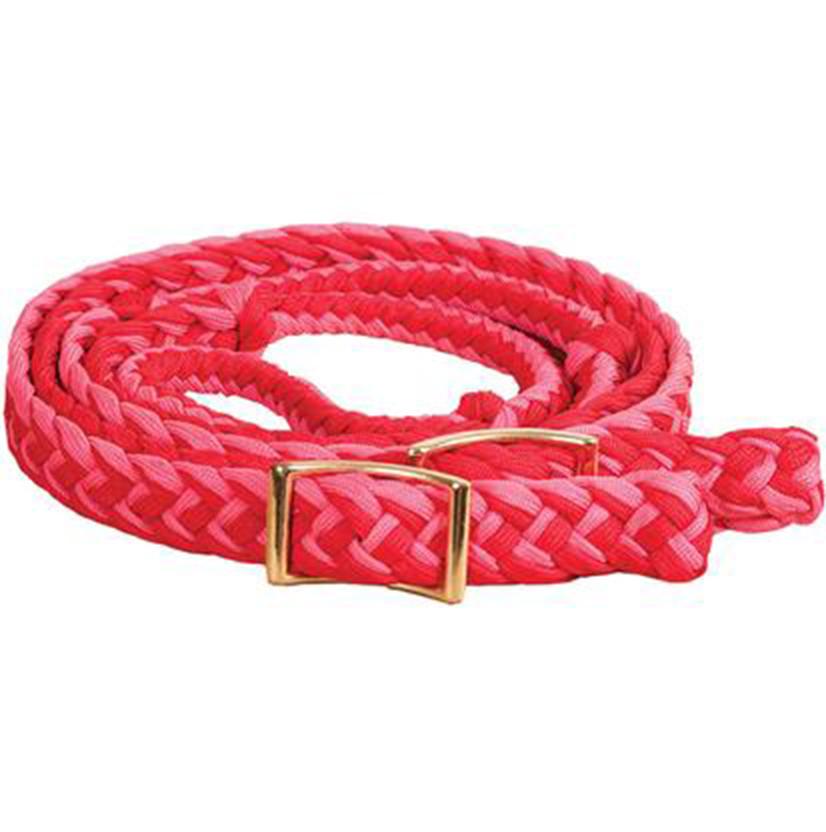 Mustang Tack Hot Pink/Red / 8' Mustang Braided Barrel Racing Rein