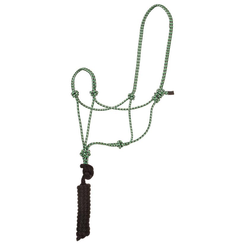 Mustang Tack Lime/Black Mustang Economy Mountain Rope Halter with Lead