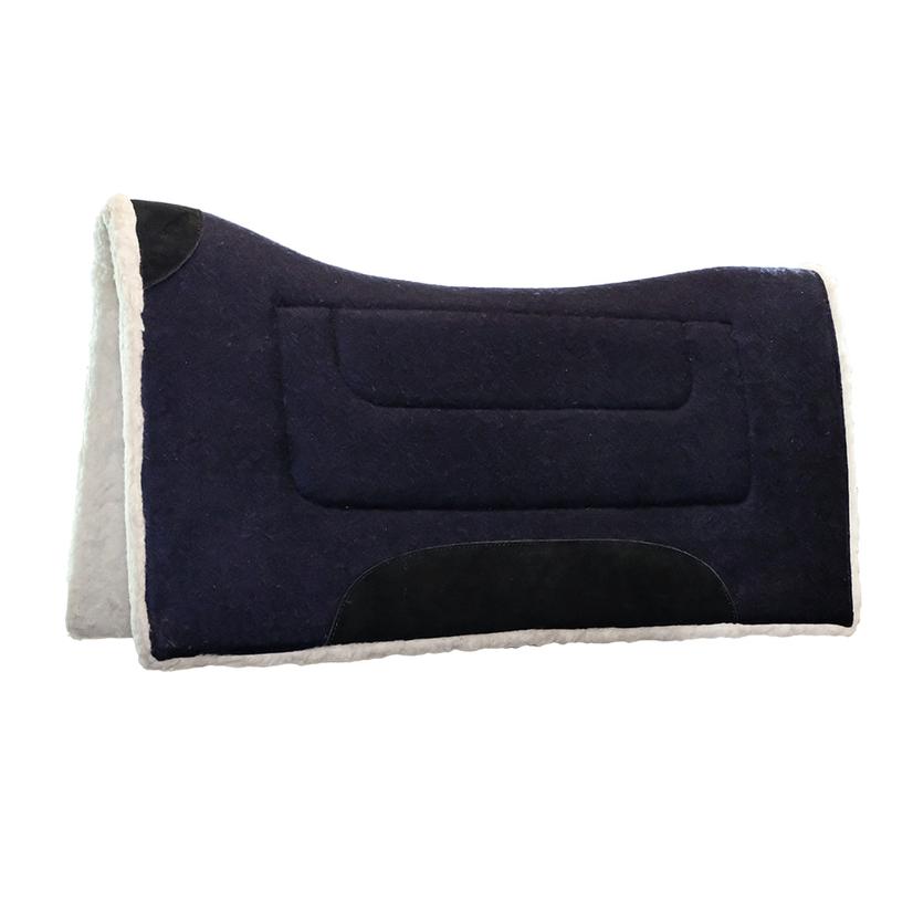 Mustang Tack Navy / 32X32 Mustang Brushed Wool Contoured 32X32X1 Saddle Pad