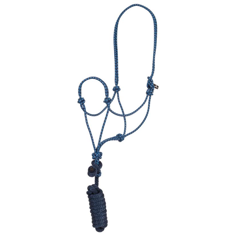 Mustang Tack Navy/Blue Mustang Economy Mountain Rope Halter with Lead