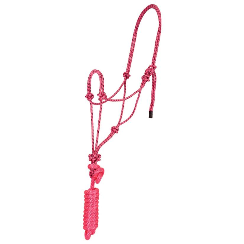Mustang Tack Pink/Black Mustang Economy Mountain Rope Halter with Lead