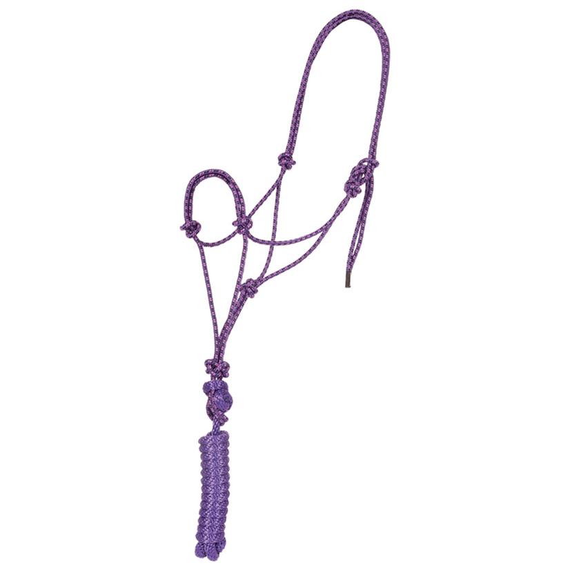 Mustang Tack Purple/Black/Hot Pink Mustang Economy Mountain Rope Halter with Lead