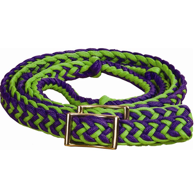 Mustang Tack Purple/Lime Green / 8' Mustang Braided Barrel Racing Rein