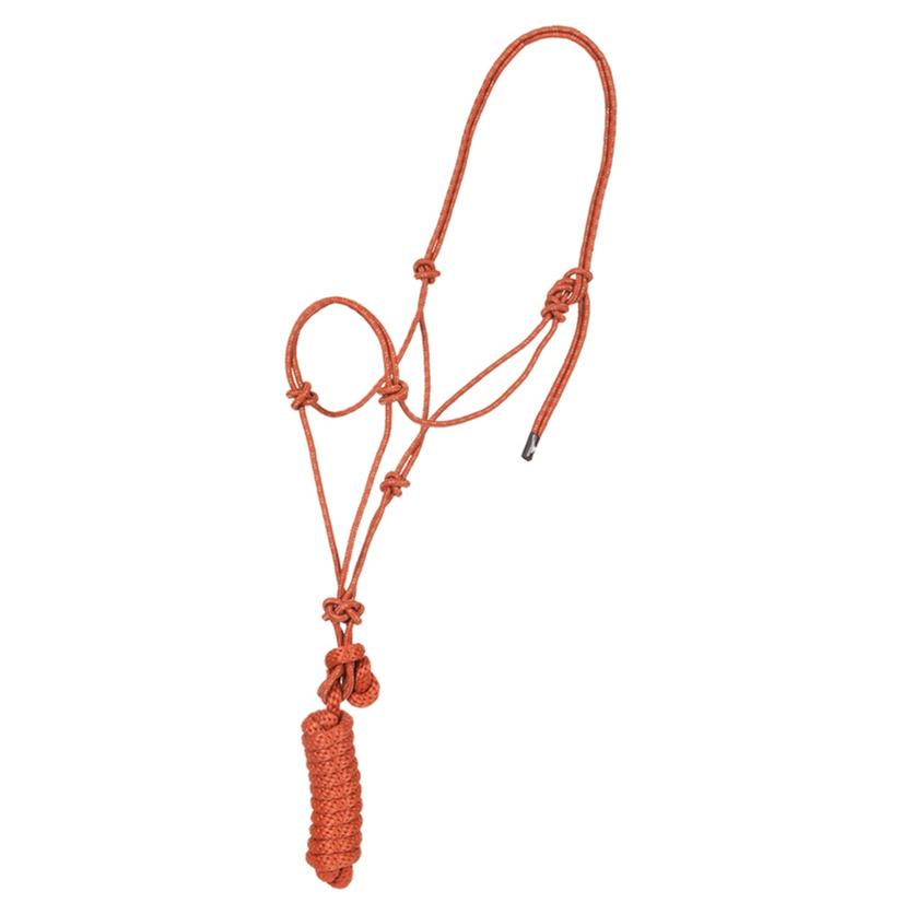 Mustang Tack Rust/Tan Mustang Economy Mountain Rope Halter with Lead