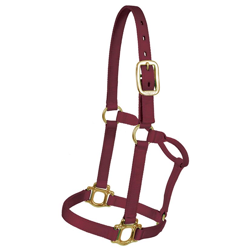 Mustang Tack Standard / Burgundy Mustang 1" Triple Ply Nylon Halter for Regular 800lbs - 1100lbs