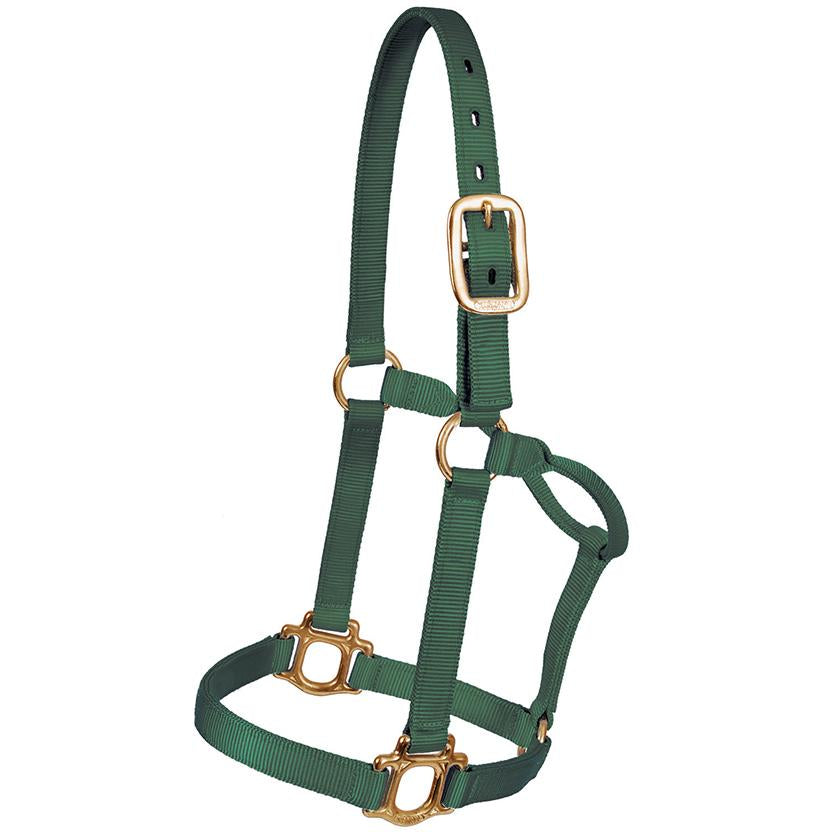 Mustang Tack Standard / Hunter Green Mustang 1" Triple Ply Nylon Halter for Regular 800lbs - 1100lbs