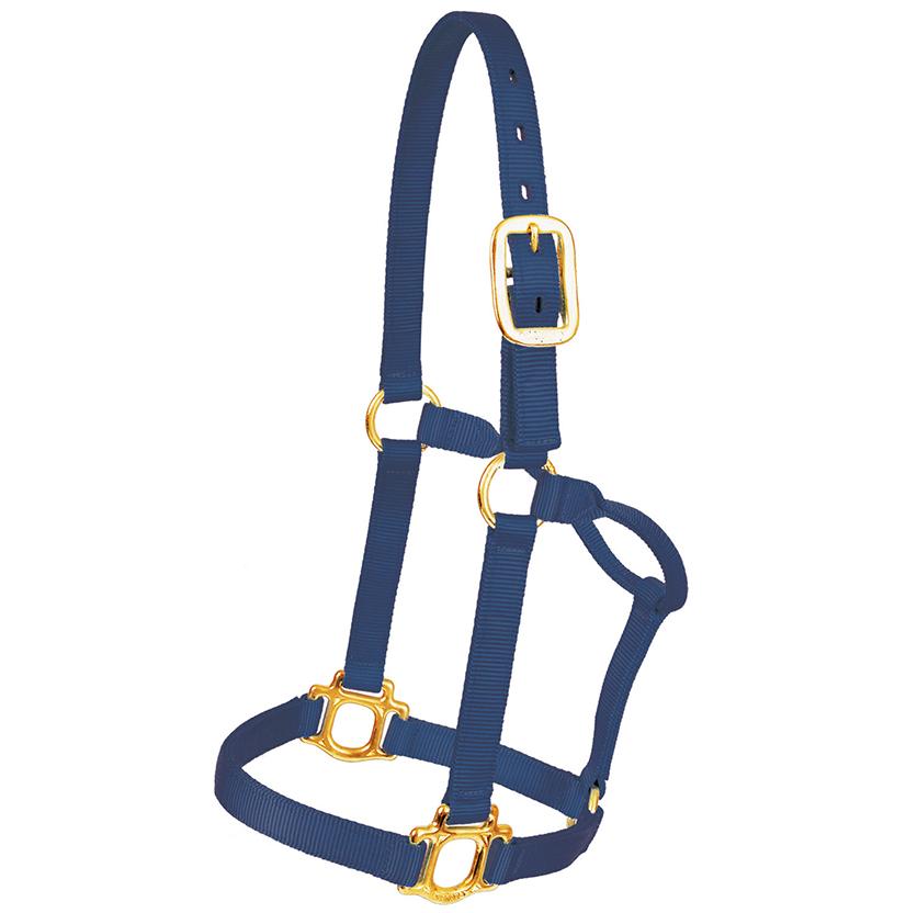 Mustang Tack Standard / Navy Mustang 1" Triple Ply Nylon Halter for Regular 800lbs - 1100lbs