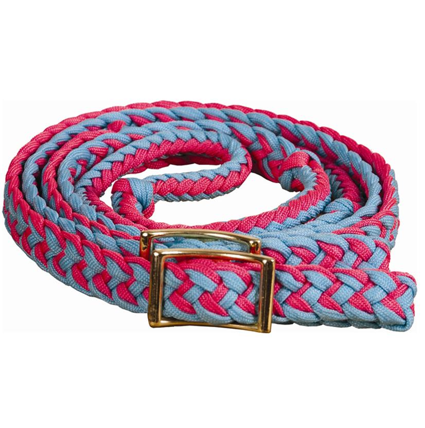 Mustang Tack Turquoise/Pink / 8' Mustang Braided Barrel Racing Rein