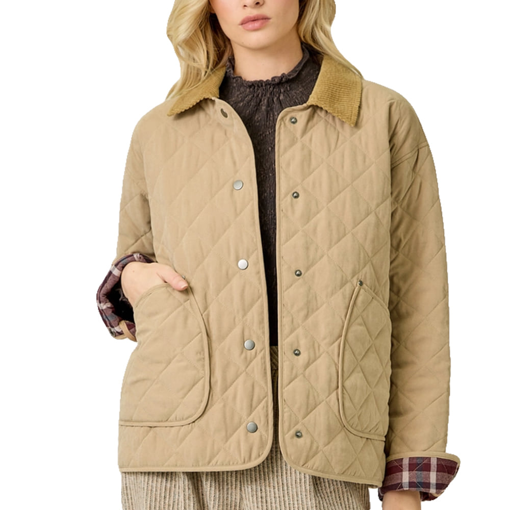 Mystree Apparel Latte / S Mystree Contrast Quilted Womens Jacket