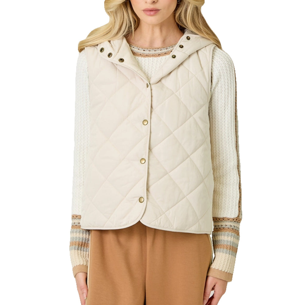 Mystree Apparel Mystree Women's Quilted Puffer Hooded Vest