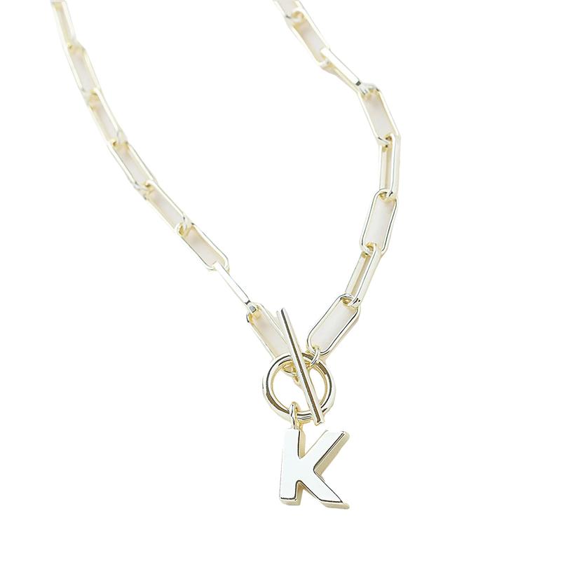 Natalie Wood Jewelry Natalie Wood Jewerly Gold Toggle Initial Necklace