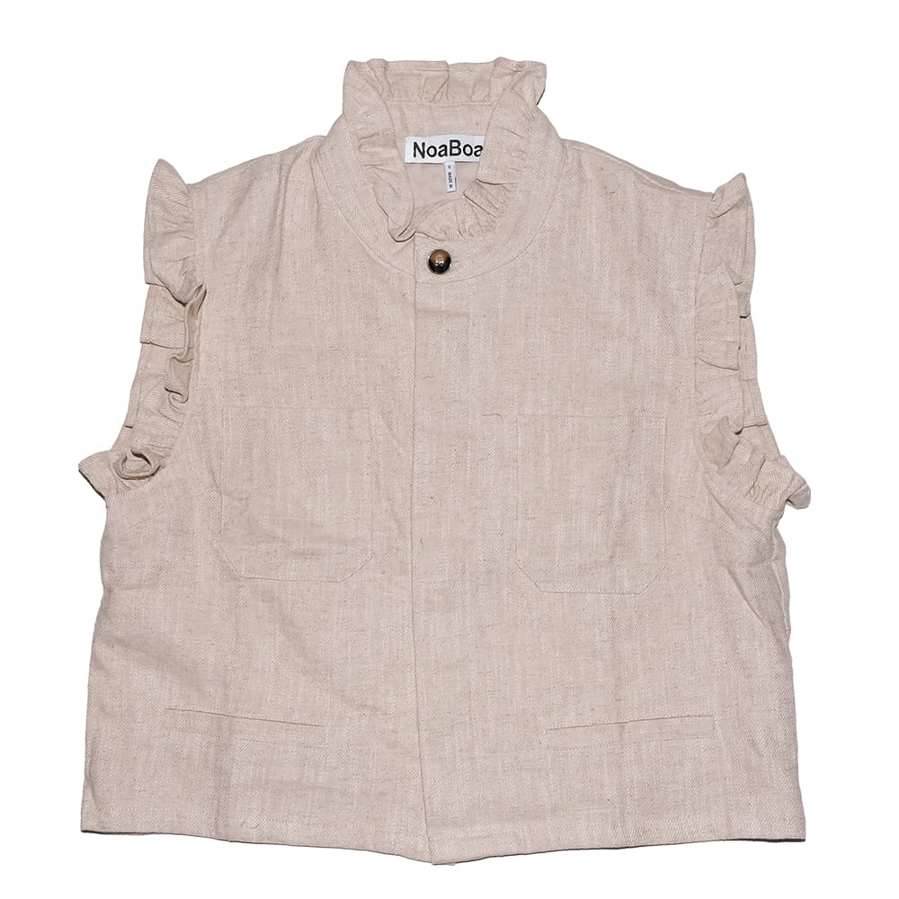 Noaboa Apparel Ruffle Detail Linen Vest