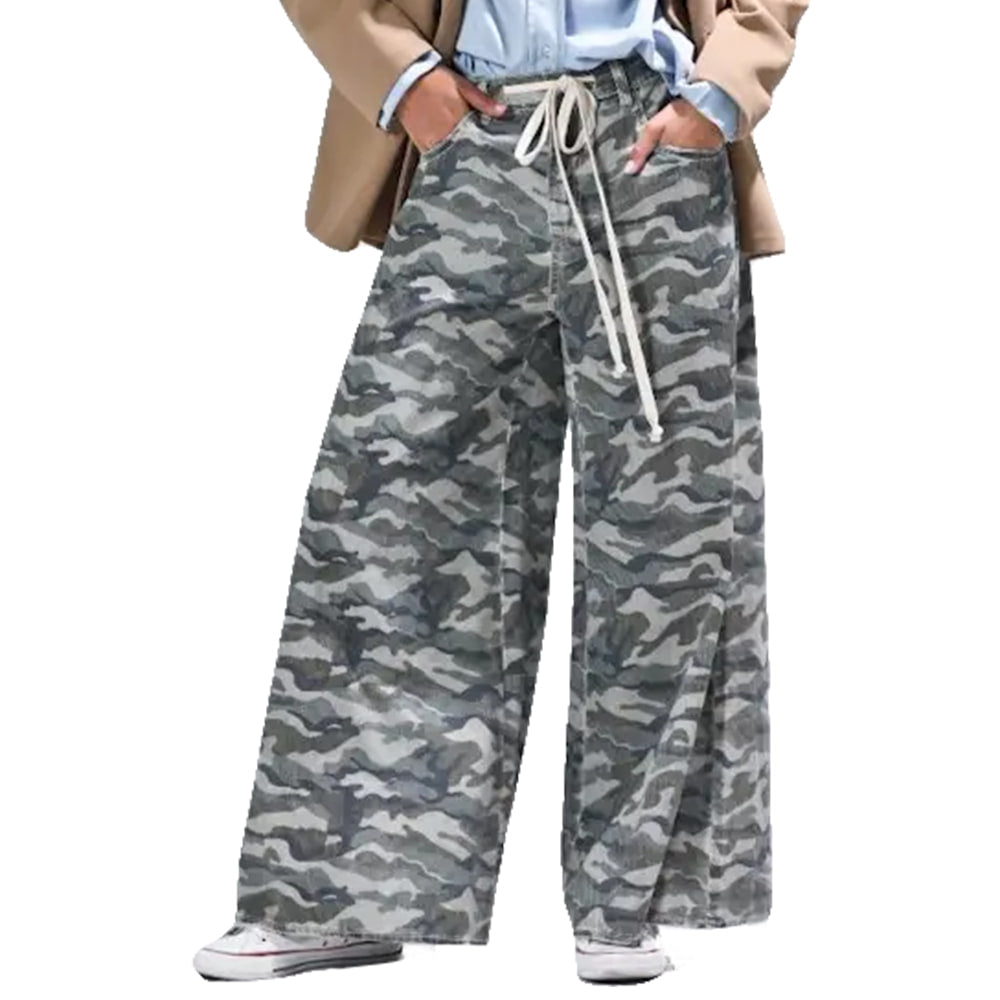 Noaboa Apparel Waist Drawstring Wide Camo Pants