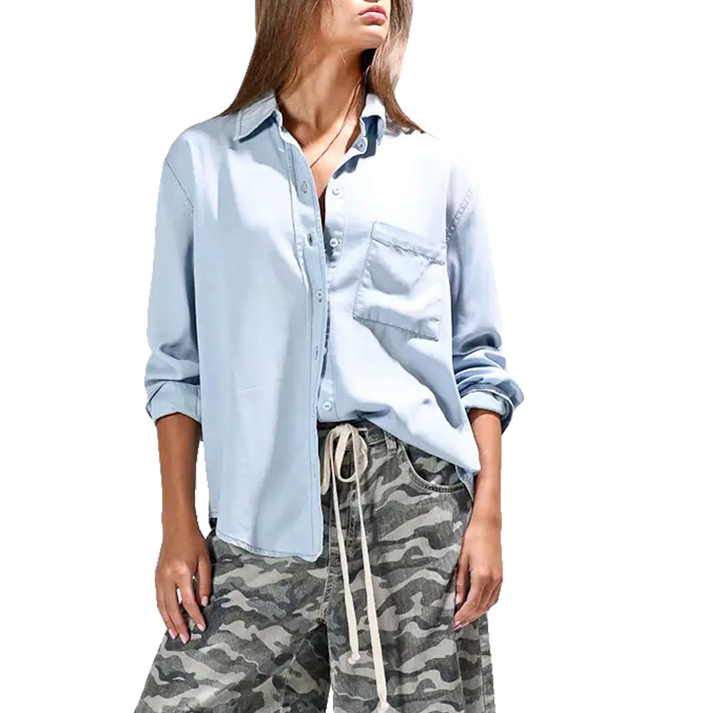Noaboa Apparel Washed Out Button Down Lyocell Shirt Light Denim