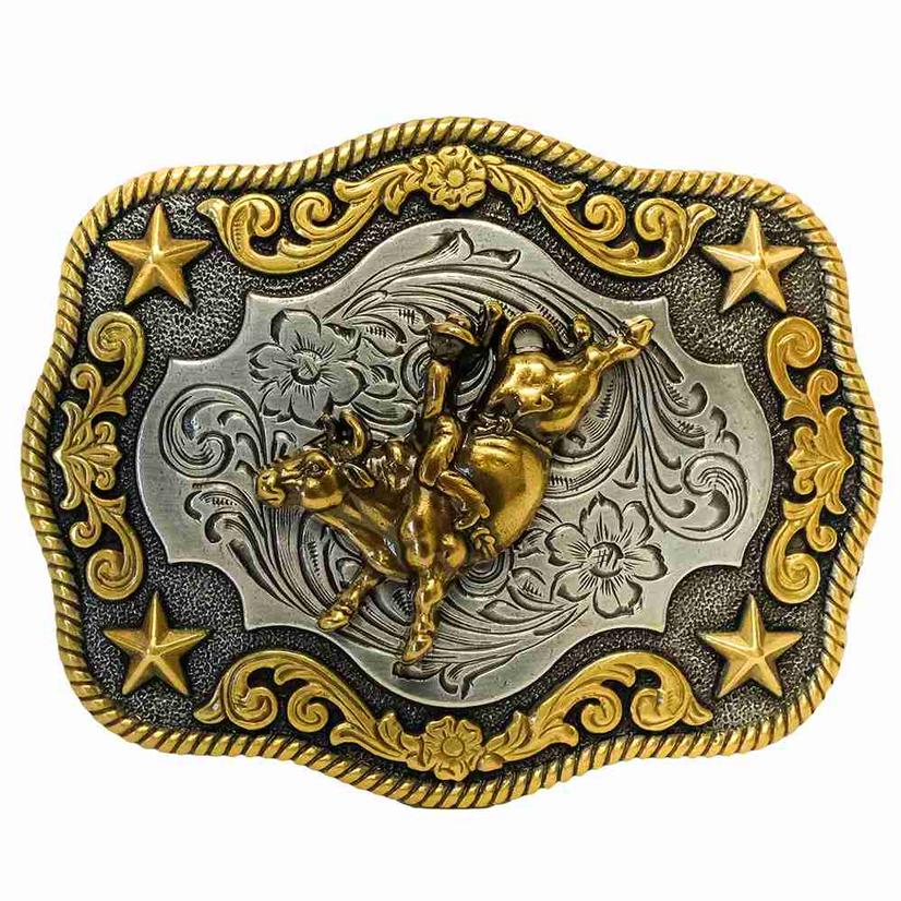Nocona Belts Apparel Multicolor / Osfa Nocona Belts Gold and Silver Bull Rider Belt Buckle