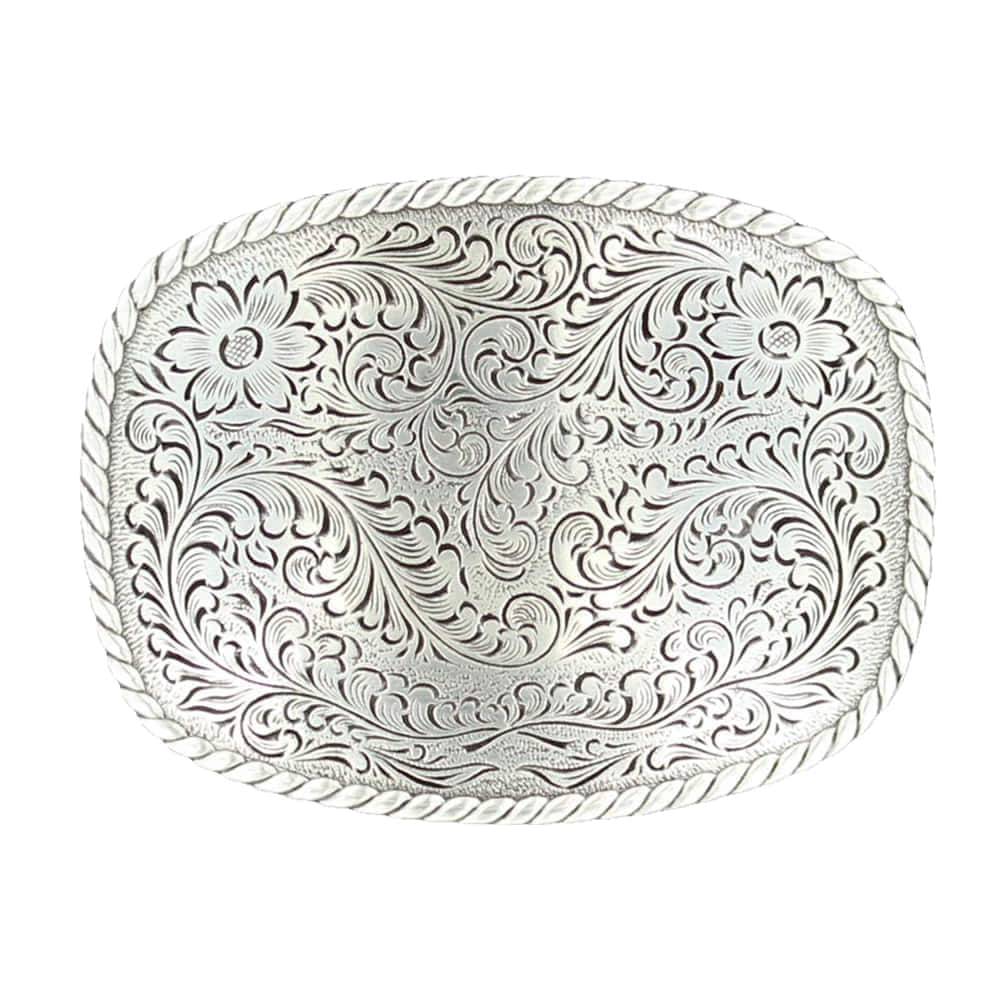 Nocona Belts Apparel Nocona Belts Basic Silver Squoval Floral Belt Buckle