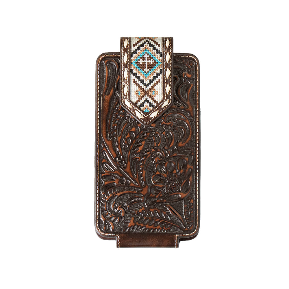 Nocona Belts Other Nocona Belts Brown Cross Embroidered Floral Embossed Phone Case