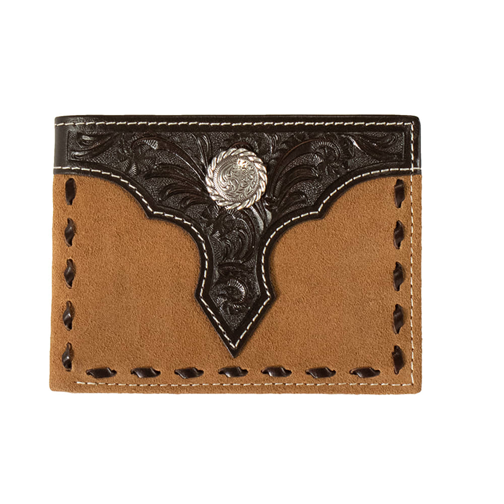 Nocona Belts Other Nocona Belts Mens Bifold Floral Overlay Rough Out Wallet