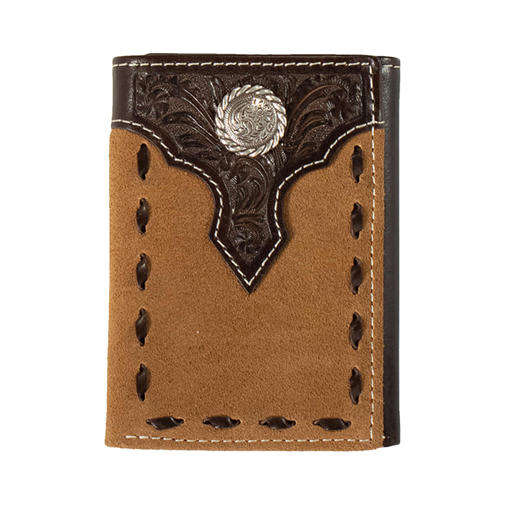 Nocona Belts Other Nocona Belts Mens Trifold Floral Overlay Rough Out Wallet