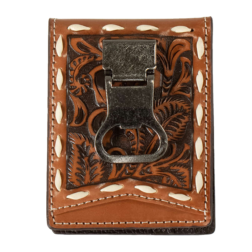 Nocona Belts Other Nocona Belts Tan Floral Embossed Money Clip Bifold Wallet