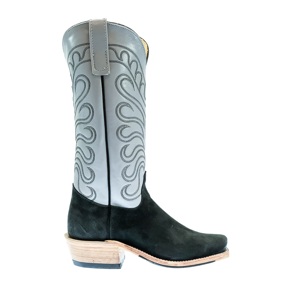 Olathe Footwear Olathe Black Wyoming Rough Out Grey Top Women's Boots