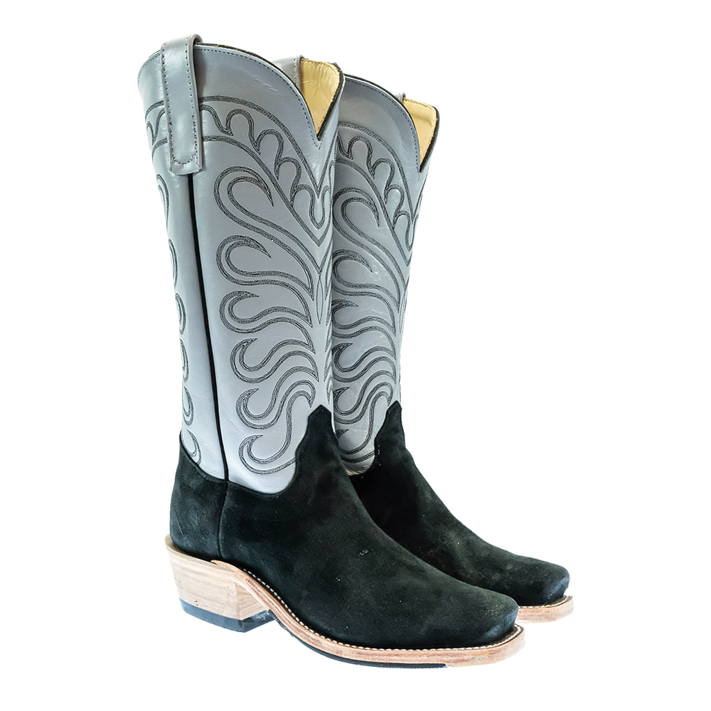 Olathe Footwear Olathe Black Wyoming Rough Out Grey Top Women's Boots