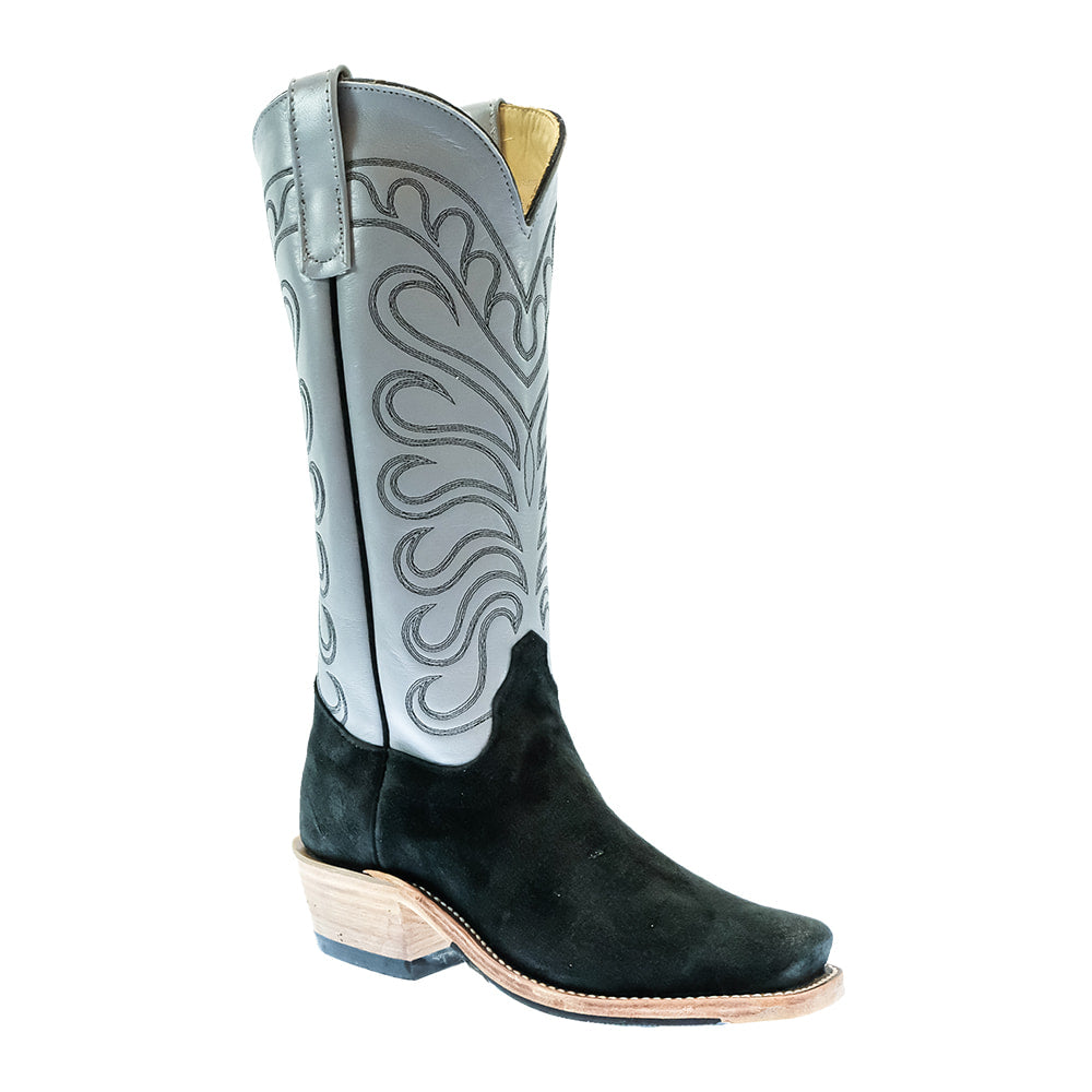 Olathe Footwear Olathe Black Wyoming Rough Out Grey Top Women's Boots