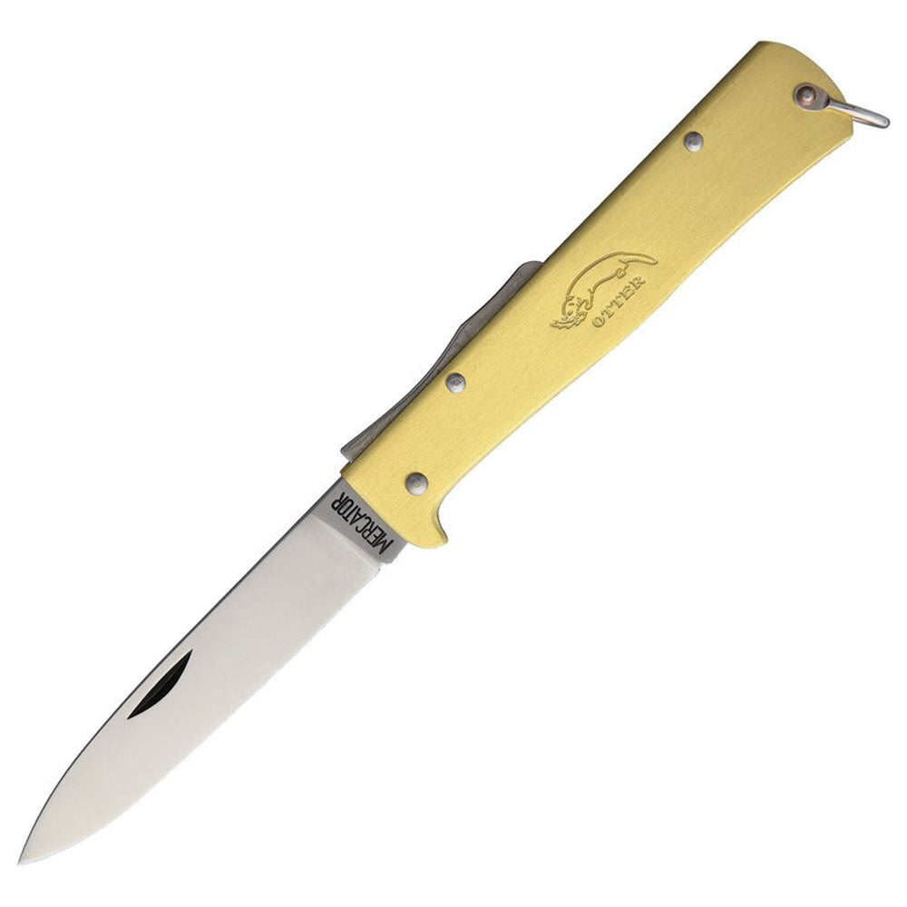 Otter-Messer Knives Otter-Messer Mercator Clip Brass Satin Finish Carbon Steel Knife