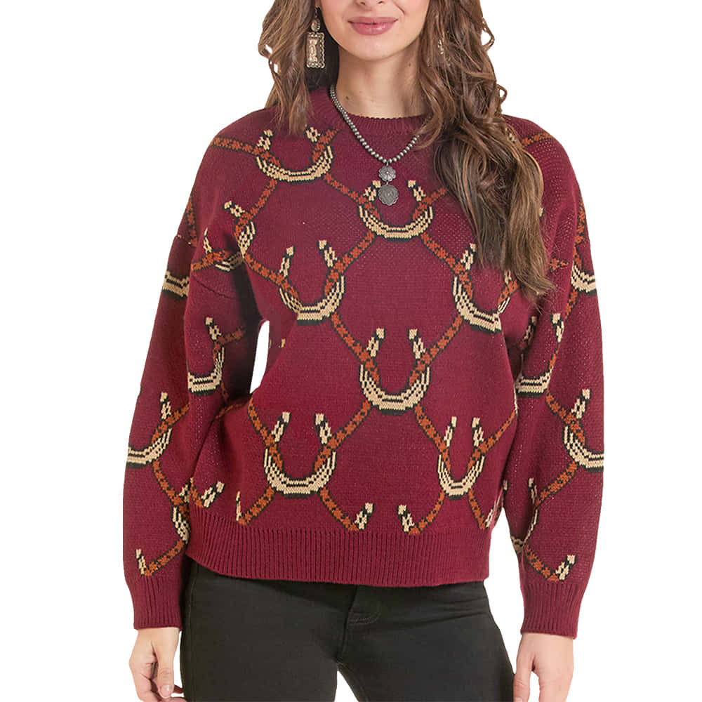 PANHANDLE SLIM 3000 SWEATERS Horsehoe Crew Neck Sweater