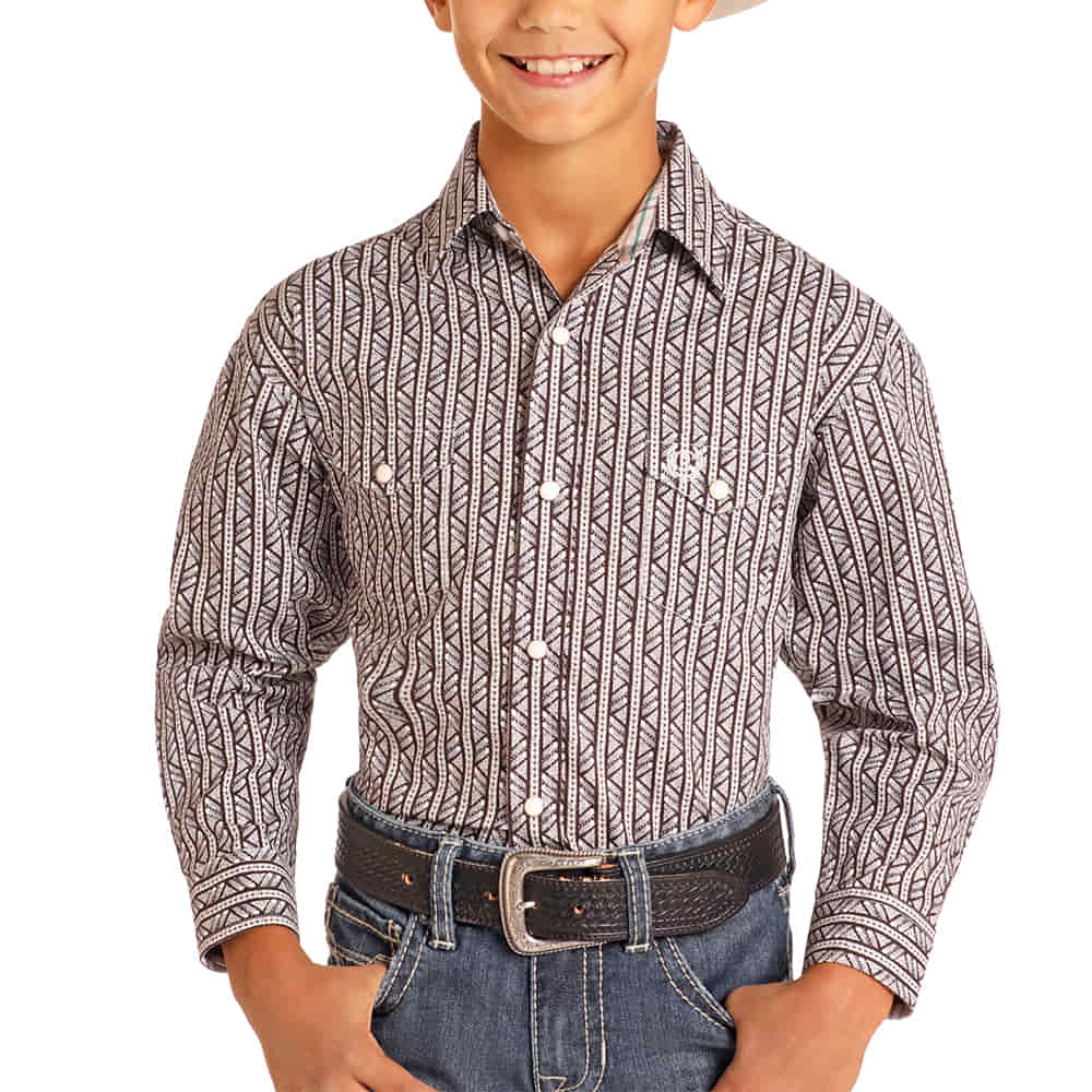 Panhandle Slim Apparel Panhandle Slim Boy's Dark Brown Long Sleeve Snap Shirt