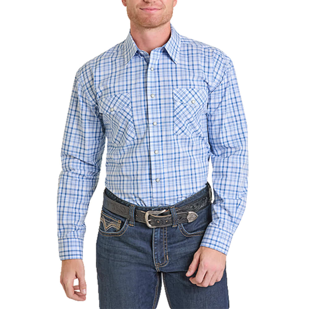 Panhandle Slim Apparel Panhandle Slim Men's Blue Non Iron Long Sleeve Snap Shirt