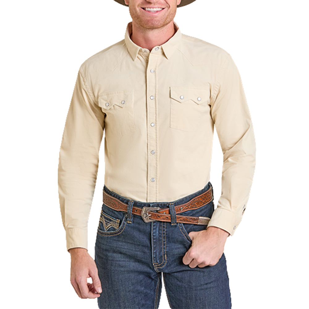 Panhandle Slim Apparel Panhandle Slim Men's Ecru Corduroy Long Sleeve Snap Shirt