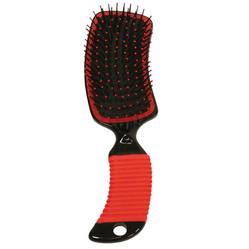 Partrade Cowboy Tack Supplies Red Curved Handle Mane & Tail Brush