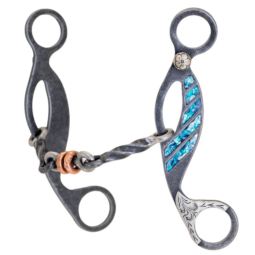Partrade Cowboy Tack Tack 5 1/8" / Dark Grey Steel Partrade Cowboy Tack 5 1/8" Turquoise Twisted Dog Bone Gag Bit