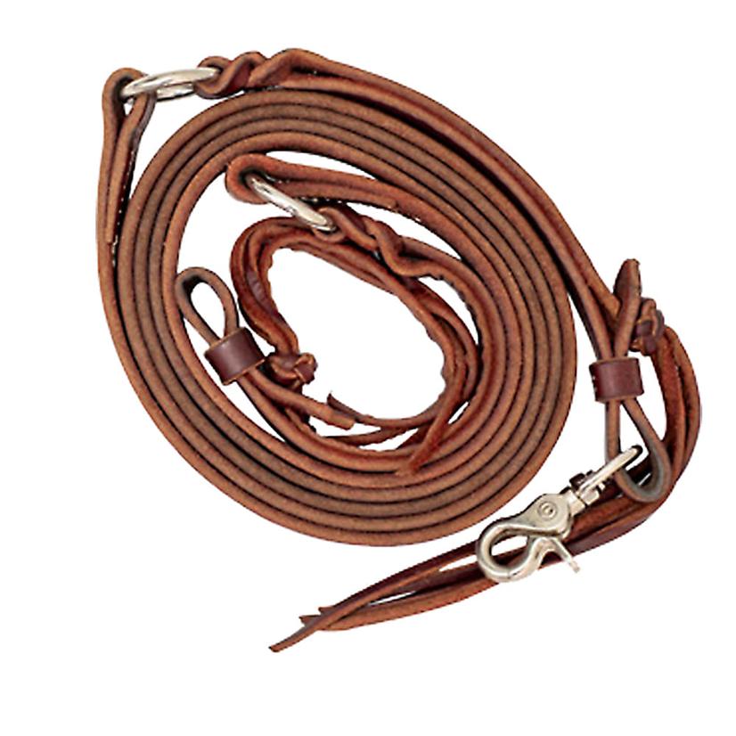 Partrade Cowboy Tack Tack 5/8" / Latigo Partrade Cowboy Tack 5/8" Roping Reins Latigo Leather with O-Rings and 4 String Cowboy Knots