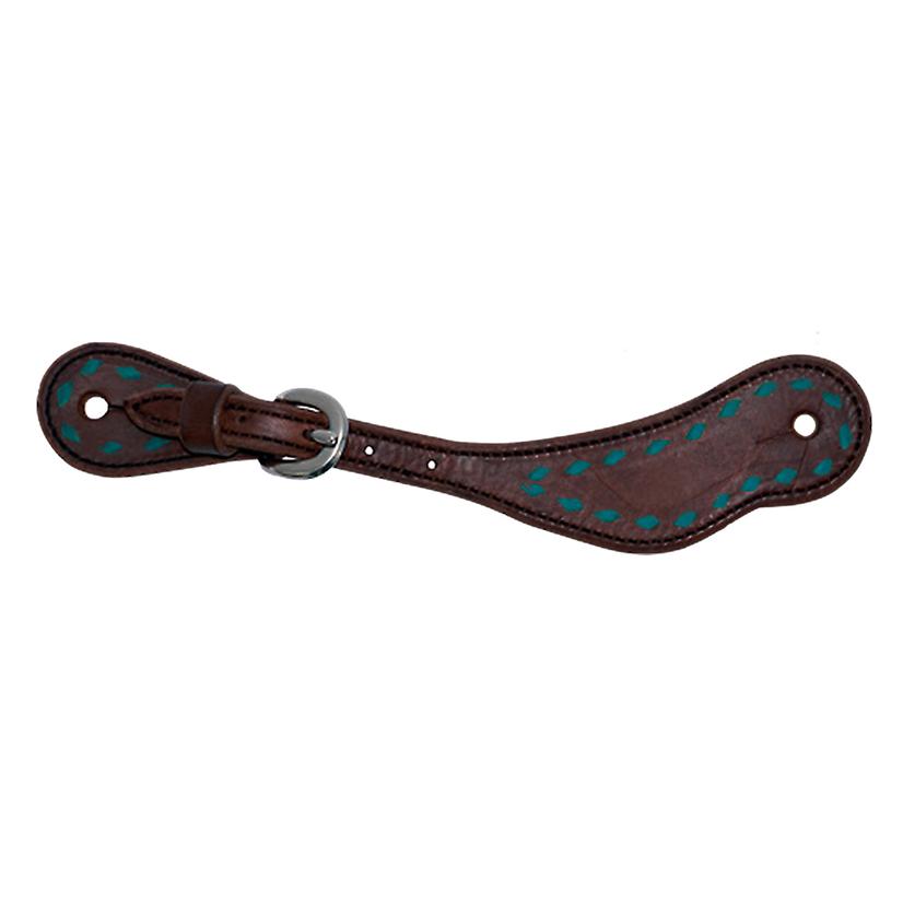 Partrade Cowboy Tack Tack Youth / Chocolate Partrade Cowboy Tack Chocolate Harness Leather Youth Spur Straps With Turquoise Buckstitching
