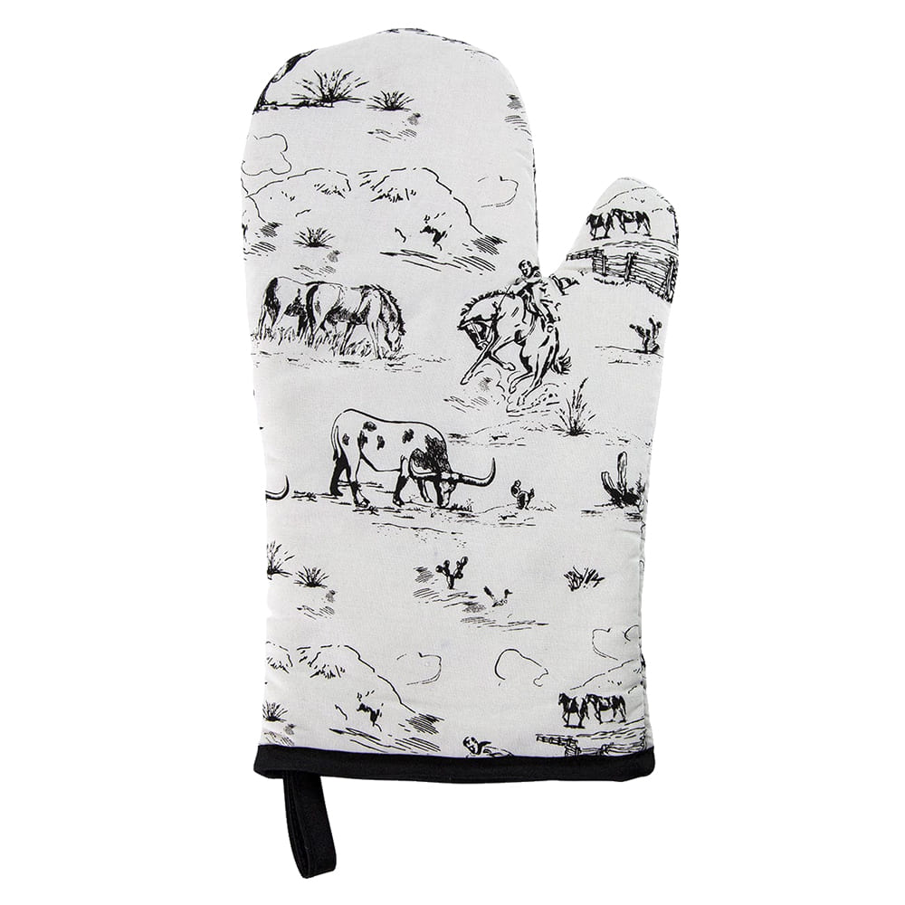 Paseo Road Home Decor Ranch Life Oven Mitt Black and White